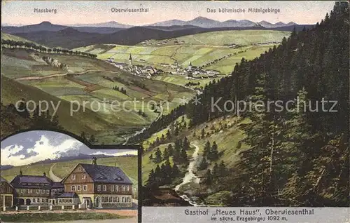 Oberwiesenthal Erzgebirge mit Hassberg und Gasthof Neues Haus Kat. Oberwiesenthal