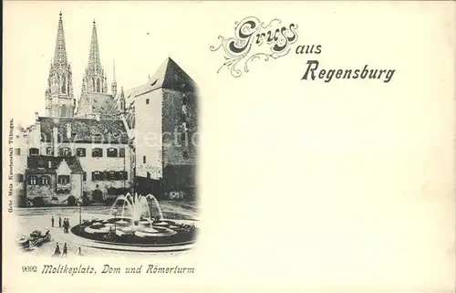 Regensburg Moltkeplatz Dom und Roemerturm / Regensburg /Regensburg LKR