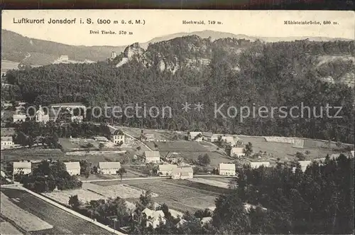 Jonsdorf mit Drei Tische Hochwald Muehlsteinbruecke Kat. Kurort Jonsdorf