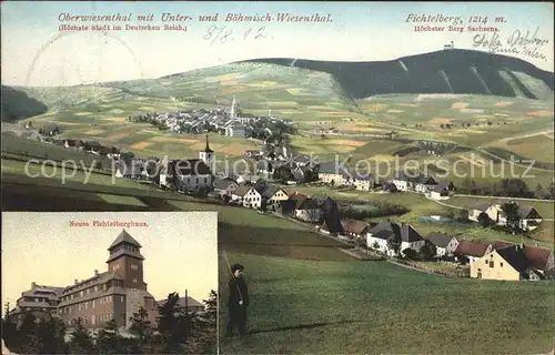 Oberwiesenthal Erzgebirge mit Unter und Boehm Wiesental und Fichtelberg Kat. Oberwiesenthal