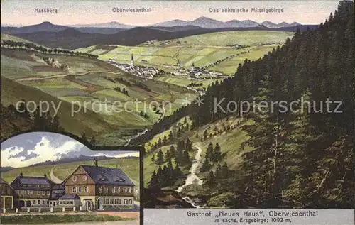 Oberwiesenthal Erzgebirge mit Hassberg und Gasthaus Neues Haus Kat. Oberwiesenthal