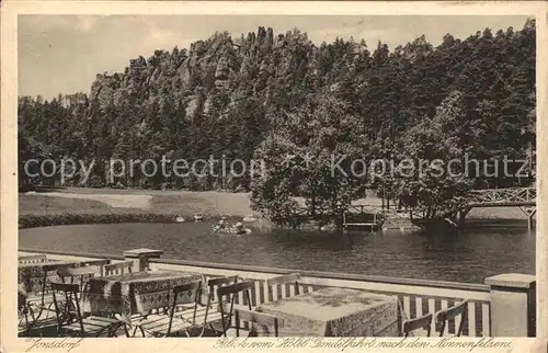 Jonsdorf Blick vom Hotel Gondelfahrt zu den Nonnenfelsen Kat. Kurort Jonsdorf