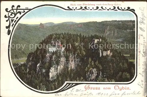 Oybin Blick vom Pferdeberg nach dem Berg Oybin Kat. Kurort Oybin