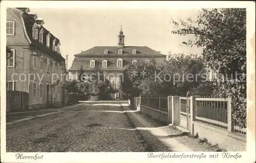 Herrnhut Berthelsdorferstrasse mit Kirche Kat. Herrnhut