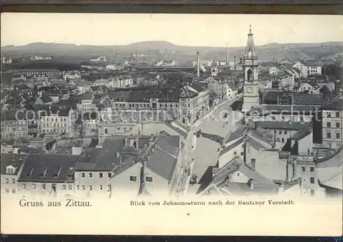 Zittau Blick vom Johannesturm auf Bautzner Vorstadt Kat. Zittau