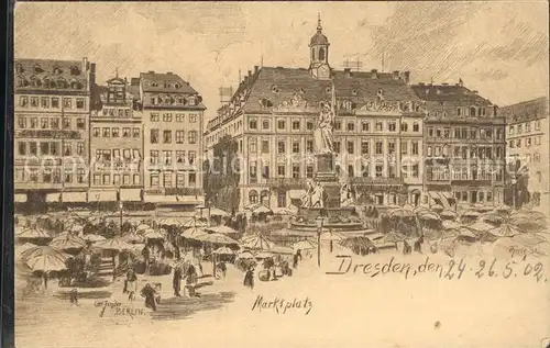 Dresden Marktplatz Zeichnung Kat. Dresden Elbe