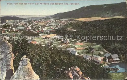 Jonsdorf Blick vom Nonnenfelsen auf Kurhaus Gondelfahrt und Ort Kat. Kurort Jonsdorf