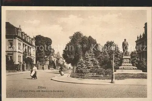 Zittau Ottokar Platz mit Bismarck Denkmal Kat. Zittau