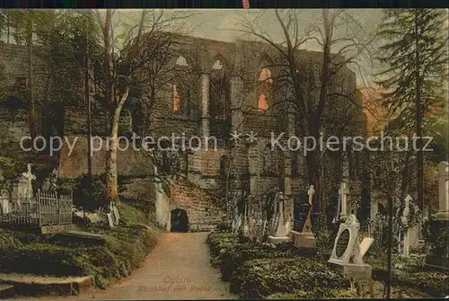 Oybin Kirchhof mit Ruine Friedhof Kat. Kurort Oybin