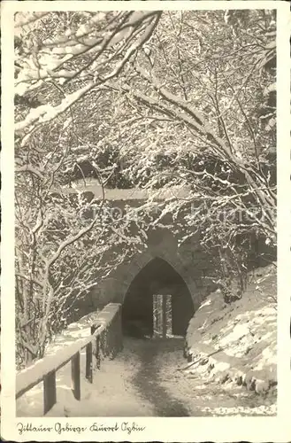 Oybin Burgtor Ruine im Winter Zittauer Gebirge Serie Deutsche Heimat Bildpostkarte Kat. Kurort Oybin