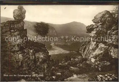 Oybin Panorama Blick von der Felsengasse Zittauer Gebirge Trinks Postkarte Kat. Kurort Oybin