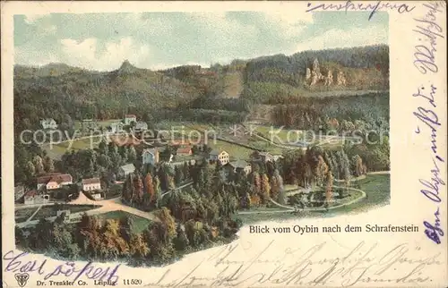 Oybin Blick vom Berg Oybin nach dem Schrafenstein Kat. Kurort Oybin