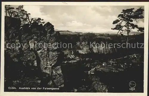 Oybin Ausblick von der Felsengasse Lausitzer Gebirge Kat. Kurort Oybin