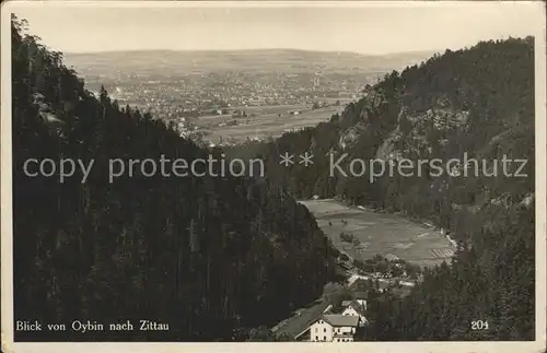 Oybin Panorama Blick nach Zittau Kat. Kurort Oybin