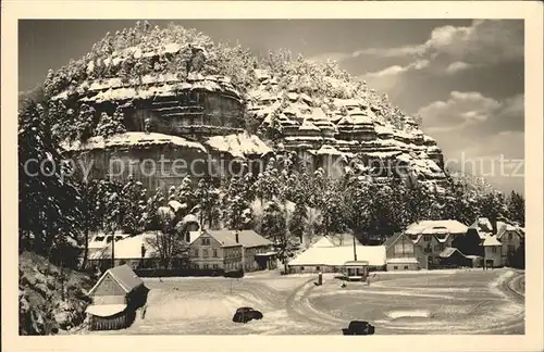 Oybin Winter im Zittauer Gebirge HOG Voelkerfreundschaft Berg Oybin Kat. Kurort Oybin