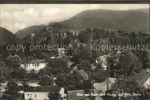 Hain Oybin Blick zum Toepfer und Berg Oybin Zittauer Gebirge Kat. Kurort Oybin