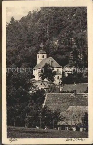 Oybin Kirche am Berg Oybin Kupfertiefdruck Kat. Kurort Oybin