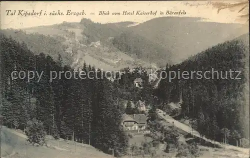 Baerenfels Erzgebirge Blick vom Hotel Kaiserhof ins Tal Kipsdorf Kat. Altenberg