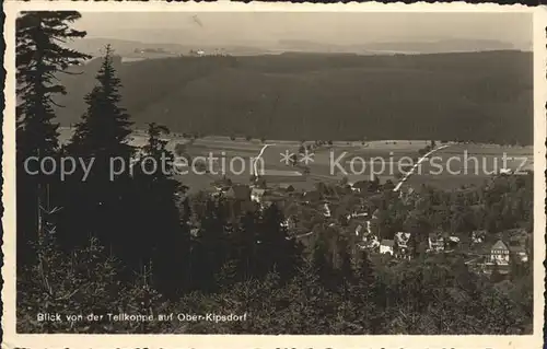 Kipsdorf Blick von der Tellkoppe auf Oberkipsdorf Kat. Altenberg