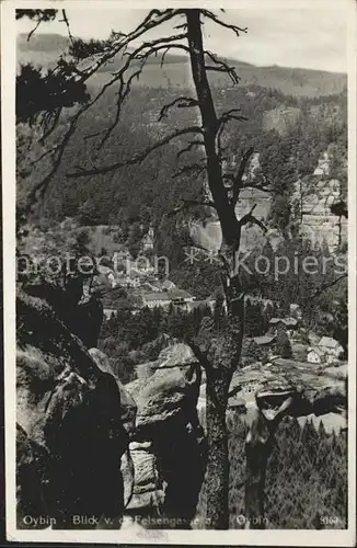 Oybin Blick von der Felsengasse Kat. Kurort Oybin