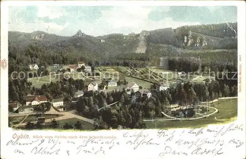 Oybin Panorama Blick vom Berg Oybin nach dem Scharfenstein Zittauer Gebirge Kat. Kurort Oybin