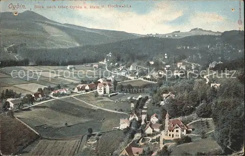 Oybin Panorama Blick nach Ober Oybin und Hain Hochwald Kat. Kurort Oybin