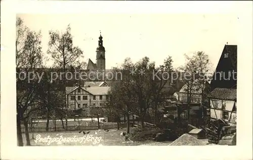 Pretzschendorf Ortspartie mit Blick zur Kirche Kat. Pretzschendorf