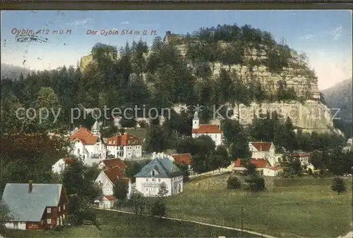 Oybin Teilansicht mit Kirche und Berg Oybin Kat. Kurort Oybin