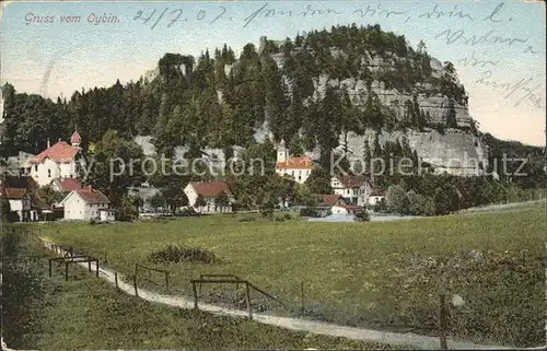 Oybin Teilansicht mit Kirche und Berg Oybin Kat. Kurort Oybin