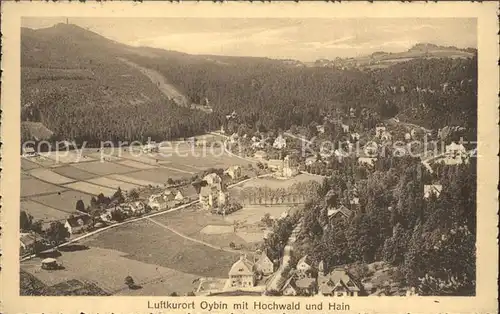 Oybin Panorama mit Blick zum Hochwald und Hain Kat. Kurort Oybin