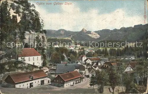Oybin Panorama Blick vom Gelben Stein Zittauer Gebirge Kat. Kurort Oybin