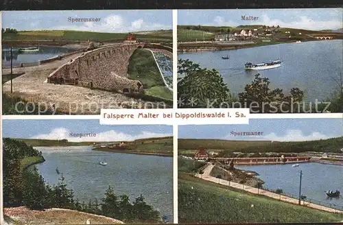 Dippoldiswalde Osterzgebirge Talsperre Malter Sperrmauer Stausee Dampfer Kat. Dippoldiswalde