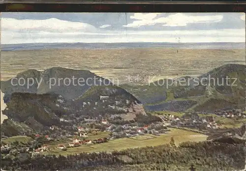 Oybin Panorama Blick vom Hochwald nach Zittau Kuenstlerkarte Serie Hochwald No 1798 A Kat. Kurort Oybin