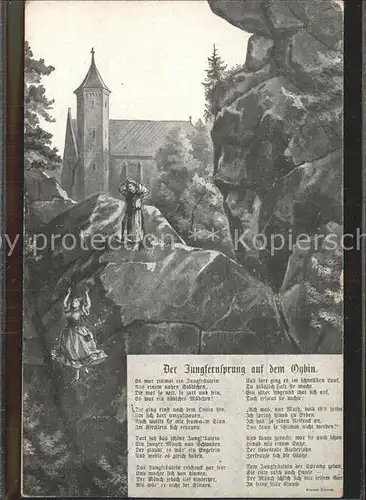 Oybin Jungfernsprung Klosterkirche Berg Oybin Sage Kuenstlerkarte Kat. Kurort Oybin