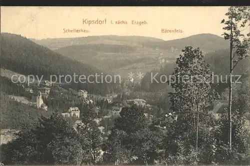 Kipsdorf Panorama mit Schellerhau und Baerenfels Kat. Altenberg