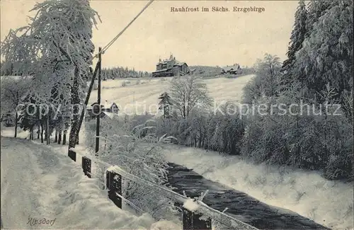 Dippoldiswalde Osterzgebirge Rauhfrost im Saechsichen Erzgebirge Winterlandschaft Englers Postkarte Kat. Dippoldiswalde