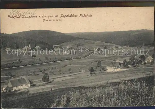 Rehefeld Zaunhaus Panorama mit Jagdschloss Kat. Altenberg