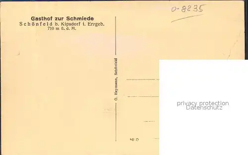 Schoenfeld Erzgebirge Gasthof zur Schmiede Kat. Schmiedeberg Osterzgebirge