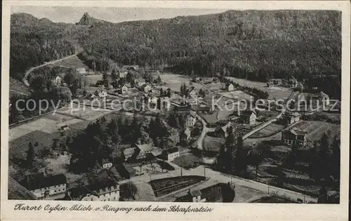 Oybin Blick vom Ringweg nach dem Scharfenstein Zittauer Gebirge Kat. Kurort Oybin