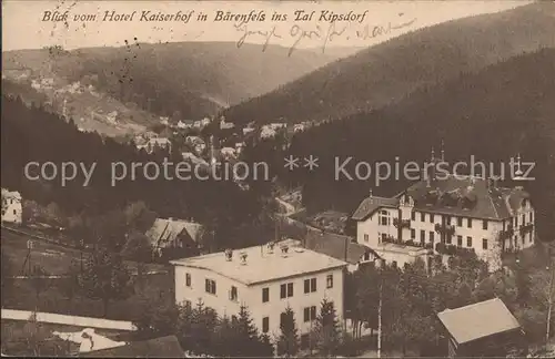 Baerenfels Erzgebirge Blick vom Hotel Kaiserhof ins Tal Kipsdorf Kat. Altenberg