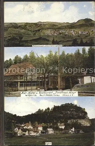 Oybin Panorama vom Johannisstein gesehen Kurhotel Restaurant Forsthaus Hayn Berg Oybin Kat. Kurort Oybin