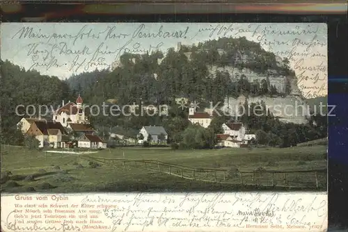 Oybin Teilansicht mit Kirche und Berg Oybin Kat. Kurort Oybin