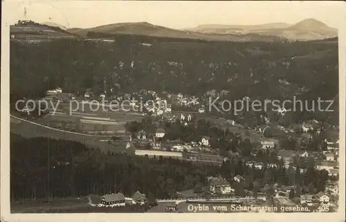 Oybin Panorama Blick vom Scharfenstein Kat. Kurort Oybin