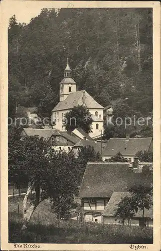 Oybin Teilansicht mit Kirche am Berg Oybin Serie Saechsische Heimatschutz Postkarten Kat. Kurort Oybin