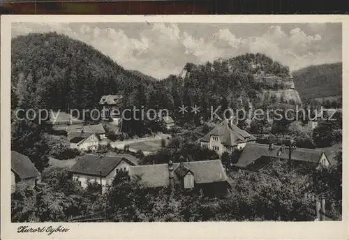 Oybin Teilansicht mit Kirche und Berg Oybin Kat. Kurort Oybin