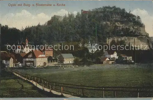 Oybin mit Burg und Klosterruine Kirche Berg Oybin Kat. Kurort Oybin