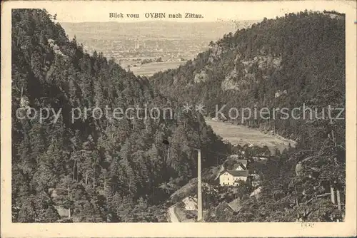 Oybin Panorama Blick vom Berg Oybin nach Zittau Zittauer Gebirge Kat. Kurort Oybin