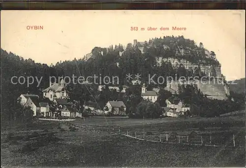 Oybin Teilansicht mit Kirche und Berg Oybin Kat. Kurort Oybin