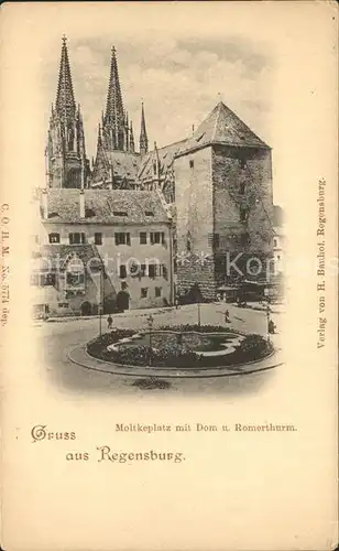 Regensburg Moltkeplatz mit Dom St Peter und Roemerturm / Regensburg /Regensburg LKR