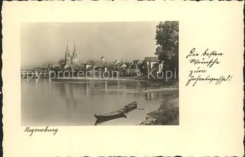 Regensburg Partie am Fluss Blick zum Dom St Peter / Regensburg /Regensburg LKR